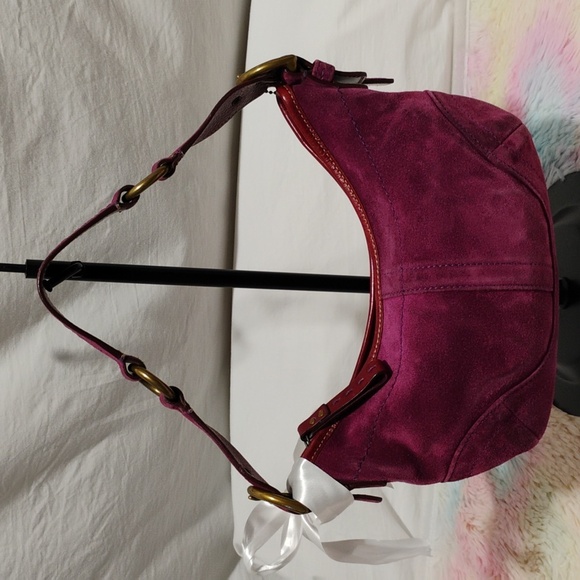 Coach Y2K Vintage Soho Suede Maroon/Burgundy Mini Bag - Picture 6 of 13